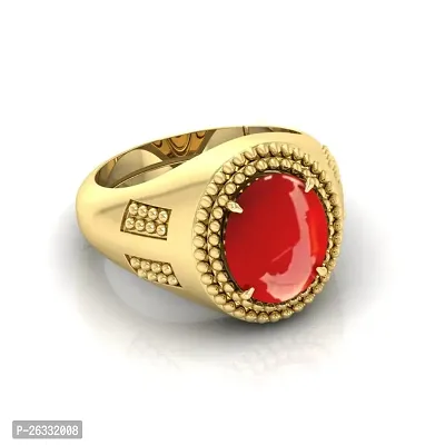 3.25 to 15.25 Ratti Red Coral Moonga Panchdhatu ring for men and women Brass Coral Rhodium Plated Ring