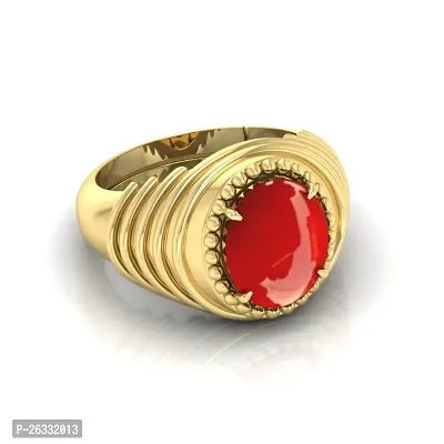 3.25 to 15.25 Ratti  Red Coral Moonga Panchdhatu ring for men and women Brass Coral Rhodium Plated Ring
