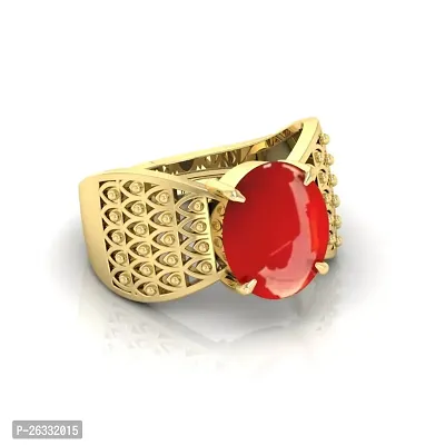 3.25 to 15.25 Ratti Red Coral Moonga Panchdhatu ring for men and women Brass Coral Rhodium Plated Ring-thumb0