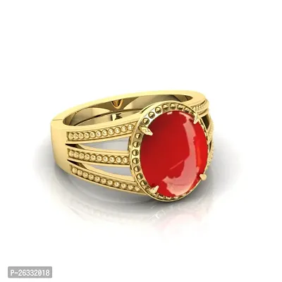 3.25 TO 15 .25 Ratti Red Coral Moonga Panchdhatu ring for men and women Brass Coral Rhodium Plated Ring