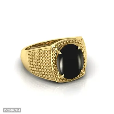 3.25 to 15.25 Ratti Sulemani Hakik Ring Akik Ring Original Natural Black Haqiq Precious Gemstone Hakeek Astrological Gold Plated Adjustable Ring-thumb0
