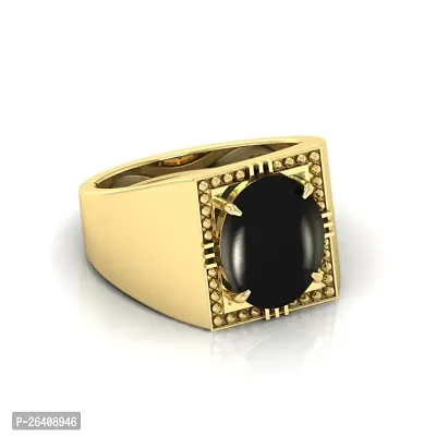 3.25 to 15.25 Ratti Sulemani Hakik Ring Akik Ring Original Natural Black Haqiq Precious Gemstone Hakeek Astrological Gold Plated Adjustable Ring