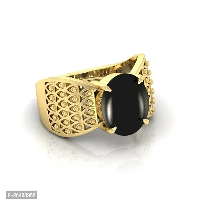 3.25 to 15.25 Ratti Sulemani Hakik Ring Akik Ring Original Natural Black Haqiq Precious Gemstone Hakeek Astrological Gold Plated Adjustable Ring
