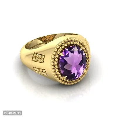 3.25 to 15.25 Ratti Natural Amethyst Katela Gemstone Gold Ring For Men And Women-thumb0