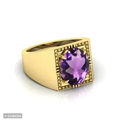 3.25 to 15.25 Ratti  Natural Amethyst Katela Gemstone Gold Ring For Men And Women