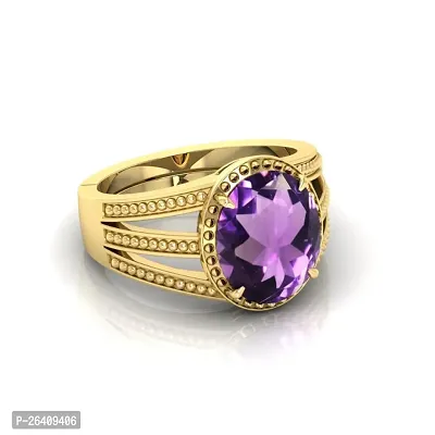 3.25 to 15.25 Ratti Amethyst Gold Plated Ring Katela Ring Original Certified Purple Natural Jamuniya Stone Ring Astrological February Birthstone Adjustable Ring