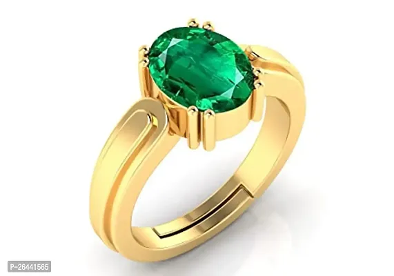 10.25 Ratti Panna Stone Original Certified Panna Stone Emerald Ring Gold Plated Adjustable for Unisex