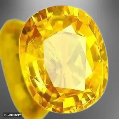 6.25 Ratti Yellow Sapphire Gemstone Certified Cultured Pukhraj Stone Lab Tested Astrological Purpose-thumb0