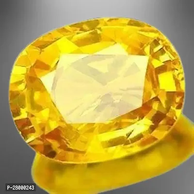 7.25 Ratti Yellow Sapphire Gemstone Certified Cultured Pukhraj Stone Lab Tested Astrological Purpose-thumb0