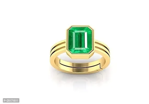 3.25 Ratti Emerald Panna Sterling Silver Adjustable Gold Plated Ring for Men And Women By Lab -Certified-thumb0