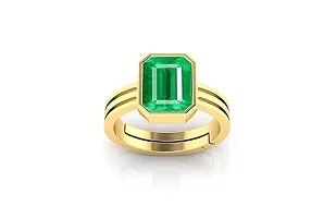 3.25to 16.25 Carat  Emerald Panna Sterling Silver Adjustable Gold Plated Ring for Men And Women By Lab -Certified-thumb1