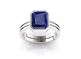 3.25 to 16.25 Carat Natural Blue Sapphire Neelam Panchdhatu Silver Plated Adjustable Gemstone Ring for Women's and Men's (Lab - Certified)-thumb1