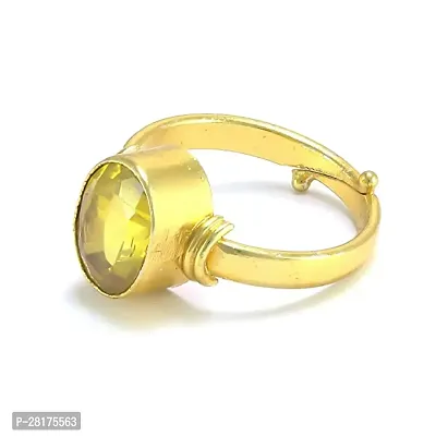Pukhraj Stone Original Certified Yellow Sapphire Gemstone Gold Plated Ring-thumb0