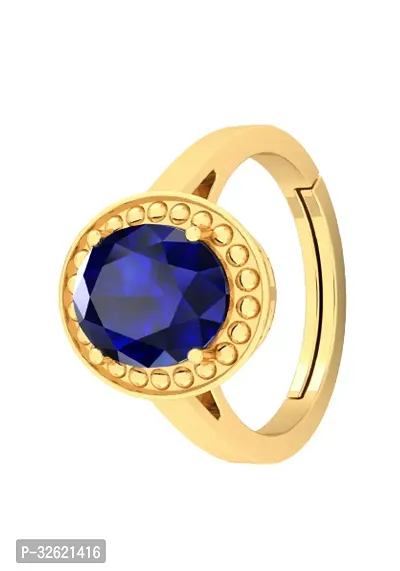 5.25 Ratti Natural Blue Sapphire Adjustable Gemstone Ring for Unisex-thumb0