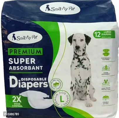 Pets Safe Pet Disposable Pet Diapers for Large Breed Dogs & Puppies (Size - Large320mm X 470mm, Pack of 12Pcs)-thumb0