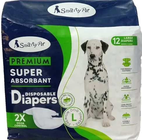 Pets Safe Pet Disposable Pet Diapers for Large Breed Dogs & Puppies (Size - Large320mm X 470mm, Pack of 12Pcs)
