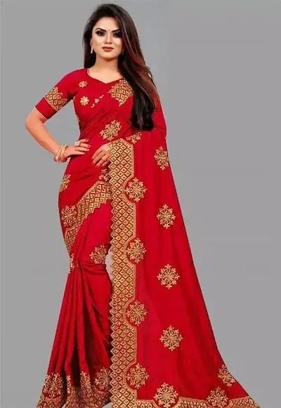 Stylish Vichitra Silk Saree with Blouse piece For Women