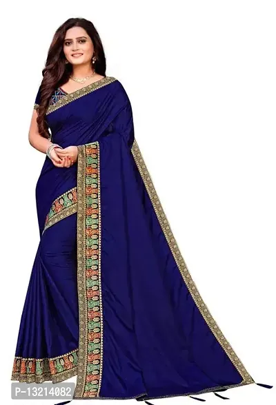 Stylish Fancy Silk Blend Saree With Blouse Piece For Women-thumb0