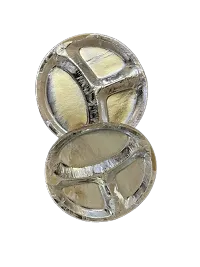 25 Pack, 3-Compartment Disposable Paper Silver Plate THALI | Eco-Friendly, Biodegradable, Plant Biomass Pattal | for Serving Dinner,Birthday,Lunch,Picnic,Wedding  Party-thumb2