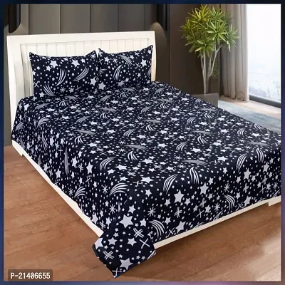 140 TC Polycotton Floral Printed 3d Bedsheet With 2 Pillow Covers-thumb0