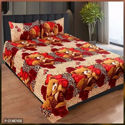 Neha Creation 140 TC Polycotton Floral Printed 3d Bedsheet With 2 Pillow Covers-thumb0