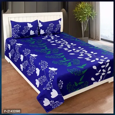 Neha Creation 140 TC Polycotton Floral Printed 3d Bedsheet With 2 Pillow Covers-thumb0