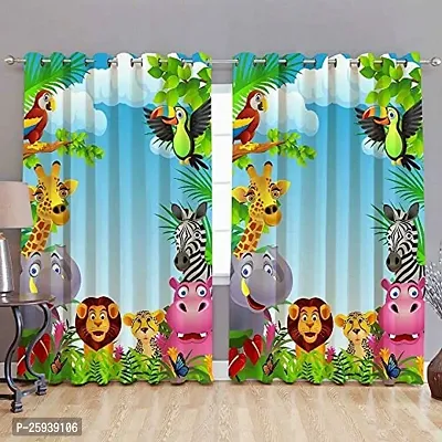 Neha Creation 3D Printed Jungle Design (4x5 Feet) Curtains For Window (Pack of 2)