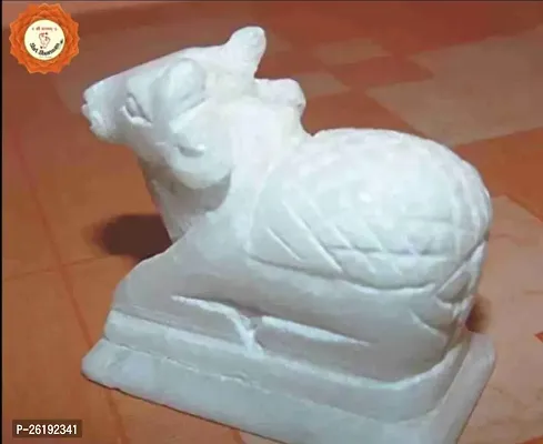 White Nandi Marble Idol Decorative Showpiece 5 Cm-thumb0