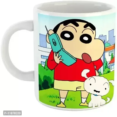 Shinchan With Family Enjoying Premium Quality Printed Microwave Safe For Kids Ceramic Coffee Mug