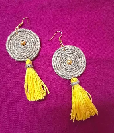 Yaalz Silk Thread Simple  Elegant Cotton Thread Jhumka Earrings In As