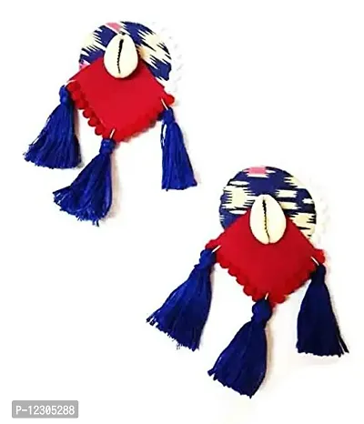 Anindita Handcreft Stylish Red and Blue Tassel Earrings for girls and womens-thumb0