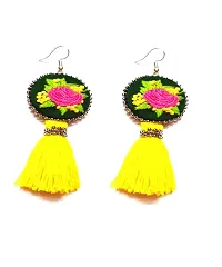 Anindita handmade cotton cloth  cotton Thread multi Color bohemian Style Embroidery Earrings Jewelry for Women and Girls-thumb1