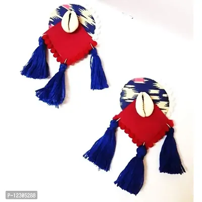 Anindita Handcreft Stylish Red and Blue Tassel Earrings for girls and womens-thumb2