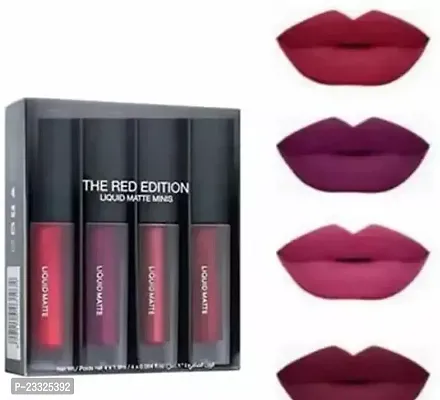 Mini Red Matte Liquid Lipstick Red Edition Set Of 4-thumb0