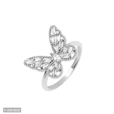 RARE1STUDIO Silver butterfly ring with rhinestones