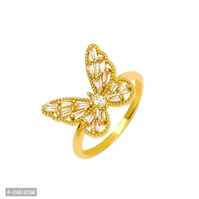RARE1STUDIO Gold Butterfly Ring For Girls/Women's