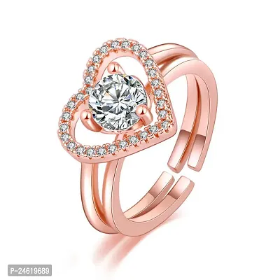 RARE1STUDIO Rose Gold Ring with a Heart-Shaped Diamond in the Centre-thumb0