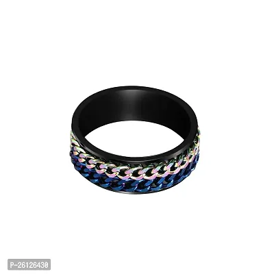 RARE ONE STUDIO Unique Double Chain Gift For Men's  Boy's I Size : 16, Multicolor I Stainless Steel Ring-thumb2