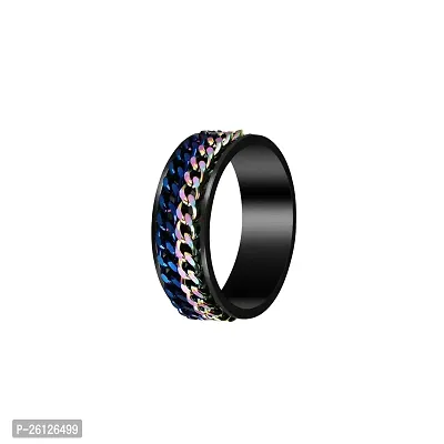 RARE ONE STUDIO Unique Double Chain Gift For Mens  Boys I Size : 17, Multicolor I Stainless Steel Ring