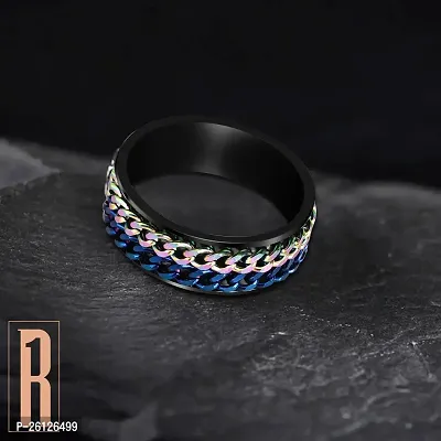 RARE ONE STUDIO Unique Double Chain Gift For Mens  Boys I Size : 17, Multicolor I Stainless Steel Ring-thumb3