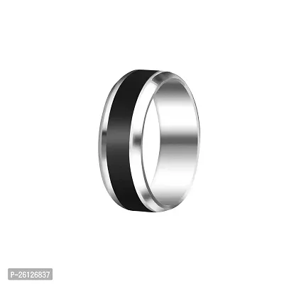RARE ONE STUDIO Valentine Gift Ring For Men's  Boy's | Size : 16, Black | Everyday Wear Stainless Steel Silver, Titanium Plated Ring
