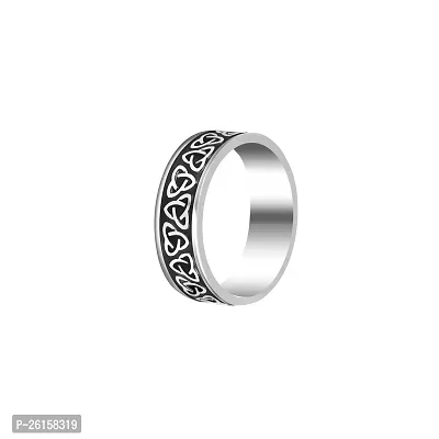 Classic Black Flower Comfort Fit Ring For Men's  Boys I Size : 17, Stainless Steel Ring