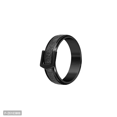 Black Shiny Memorable Gift For Men's  Boy's I Size : 18 I For Any Occasion I Stainless Steel Titanium Plated Ring-thumb2
