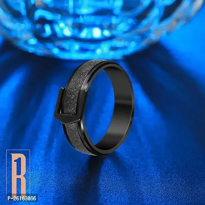 Black Shiny Memorable Gift For Men's  Boy's I Size : 18 I For Any Occasion I Stainless Steel Titanium Plated Ring-thumb3