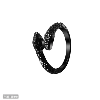 Attractive Black Double Snake Hand Ring For Men's  Boy's I Size : Adjustable I Stainless Steel Ring