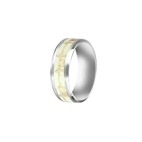 RARE1STUDIO Heartbeat Pattern Ring For Men's I Size : 17 I Thumb Ring I Valentine Gift Stainless Steel, Plated Ring