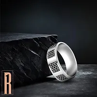 Elegant Valentine  Birthday Gift For Men's  Boy's I Size : 18, Silver/Black Stainless Steel Sterling Silver Plated Ring-thumb2