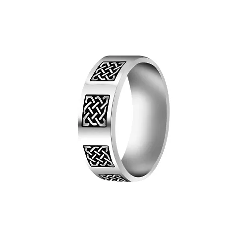 Elegent Valentine Birthday Gift For Men's Boy's I Size : 17, Silver/Black I Stainless Sterling Silver, Titanium Plated Ring