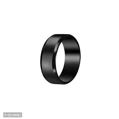 Black Shiny Finish Sleek Comfortable Ring For Men's  Boy's I Size : 20 I Stainless Steel Titanium Plated Ring-thumb0
