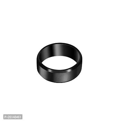 Black Shiny Finish Sleek Comfortable Ring For Men's  Boy's I Size : 20 I Stainless Steel Titanium Plated Ring-thumb2